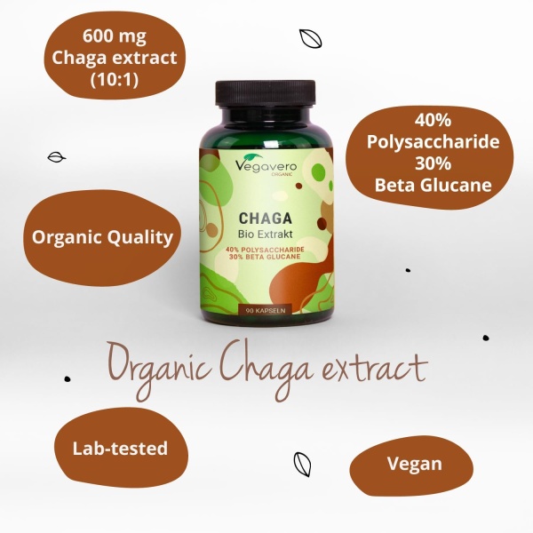 Vegavero Organic Chaga Mushroom Extract, Features.