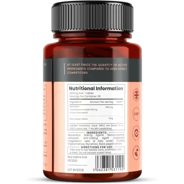 Pureclinica Resveratrol 1000mg | 90 Tablets - Image 2