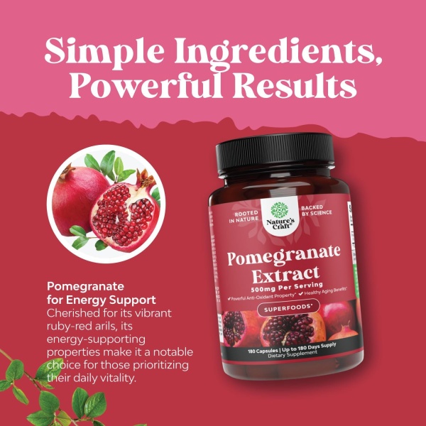 ⁦Natures Craft Pomegranate Extract 500 mg 180 Capsules⁩ - الصورة ⁦5⁩