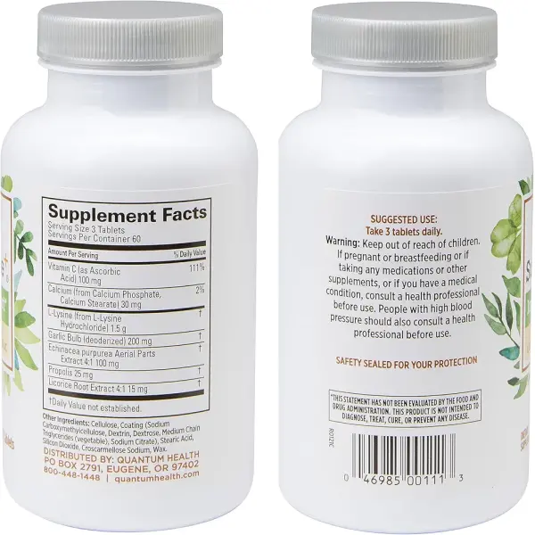 Quantum Health Super Lysine+ | Immune & Lip Health Support | 180 Tablets - Image 2