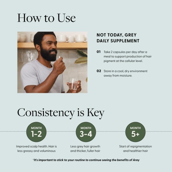 Not Today, Grey Daily Hair Supplement | Slows Grey Hair Growth & Repigment | Promotes Healthier, Thicker Hair | Biotin, B +D Vitamins & Proprietary Complex | Vegan & Gluten Free - Image 4