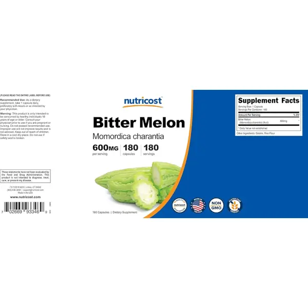 Nutricost Bitter Melon | 2400mg Equivalent | 180 Capsules - Image 5