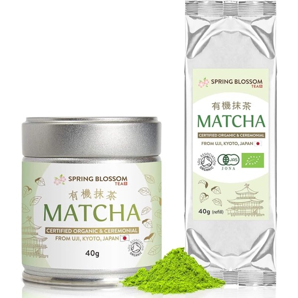 Organic Japanese Matcha Green Tea Powder – Ceremonial Grade from Uji, Kyoto 80g (40g Tin + 40g Refill)