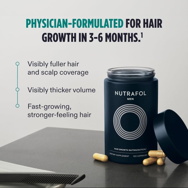 Nutrafol Men's Hair Growth Supplements, Clinically Tested for Visibly Thicker Hair and Scalp Coverage, Dermatologist Recommended - 1 Month Supply - Image 4