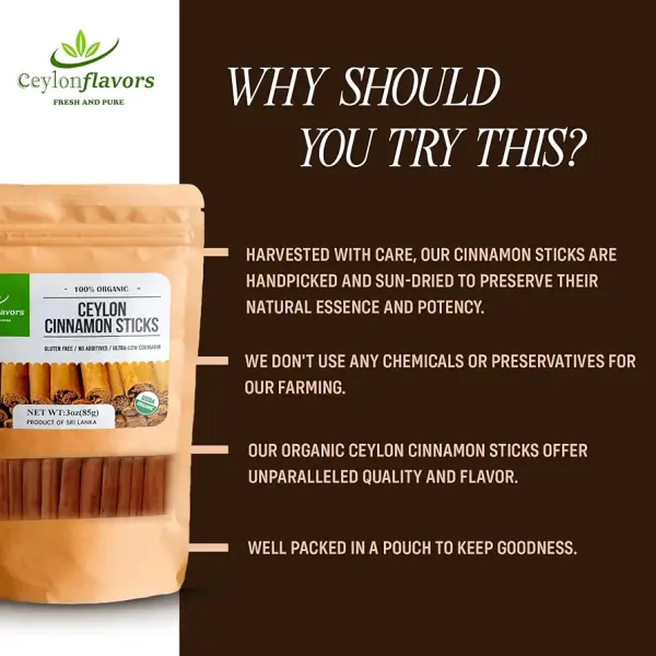 Organic Ceylon Cinnamon Sticks | Fresh & Pure from Sri Lanka | 3 oz - Image 6