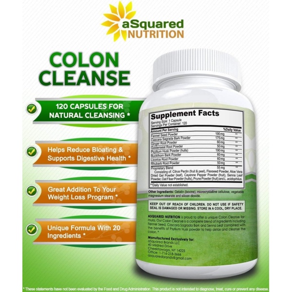 aSquared Nutrition Colon Cleanse | Supports weight management & Detox | 120 Capsules - Image 4