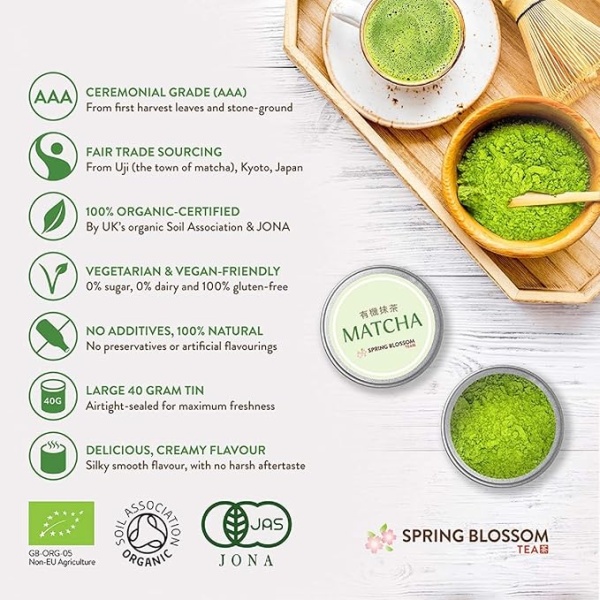 ⁦Organic Japanese Matcha Green Tea Powder – Ceremonial Grade from Uji, Kyoto 80g (40g Tin + 40g Refill)⁩ - الصورة ⁦4⁩