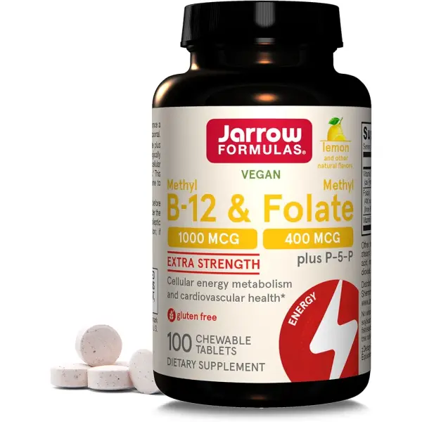 Jarrow Formulas Methyl B-12 & Methyl Folate Bundle | Energy & Support | 100 Counts