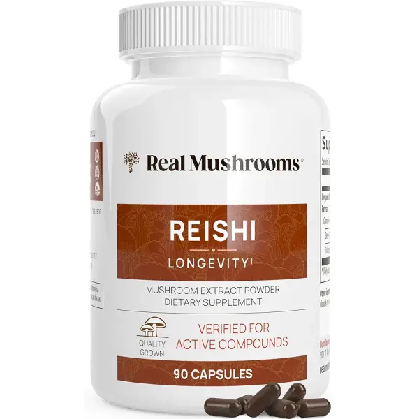 Real Mushrooms Reishi Capsules | Organic Extract, Immune & Sleep Support | 90 Capsules