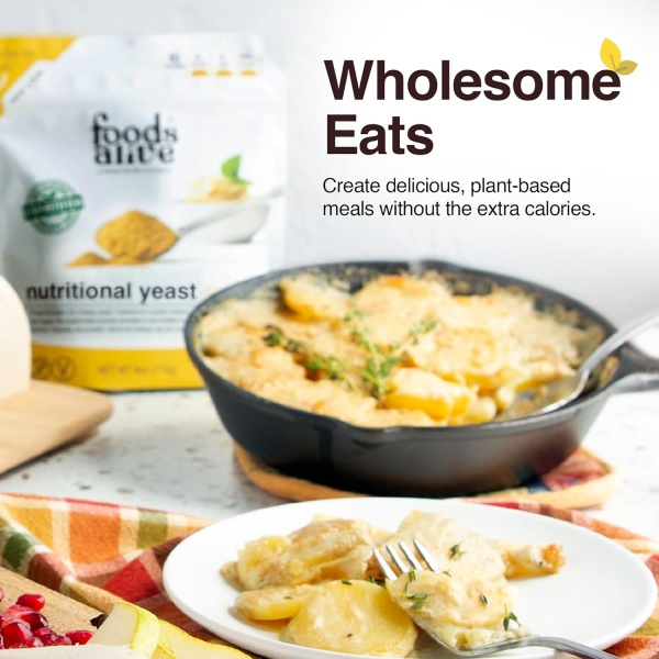 Foods Alive | Non-Fortified Premium Nutritional Yeast Flakes |6 ounce Unfortified vegan cheese powder seasoning - Image 4