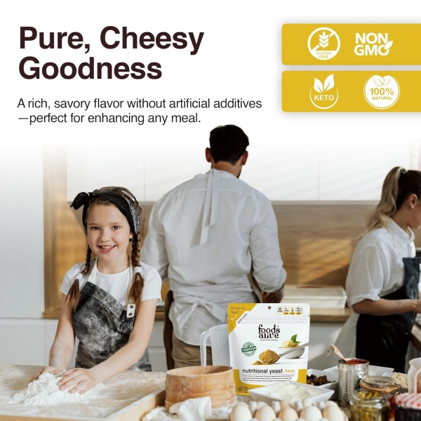 Foods Alive | Non-Fortified Premium Nutritional Yeast Flakes |6 ounce Unfortified vegan cheese powder seasoning - Image 5