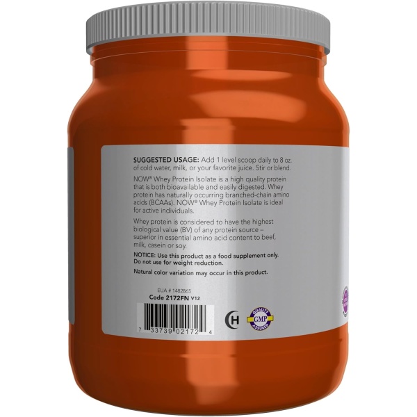NOW Sports Whey Protein Isolate - 25g Protein with BCAAs | Unflavored Powder |1.2 lb (544g) - Image 3