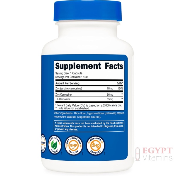 Nutricost Zinc Carnosine 86mg, 120 Capsules - Non-GMO, Gluten Free, Zinc L-Carnosine Supplement - Image 4