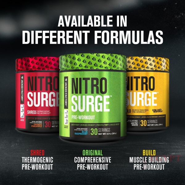 Jacked Factory NITROSURGE Pre Workout Supplement - Endless Energy, Instant Strength Gains, Clear Focus, Intense Pumps - Nitric Oxide Booster & Preworkout Energy Powder - 60 Servings, Cherry Limeade - Image 4