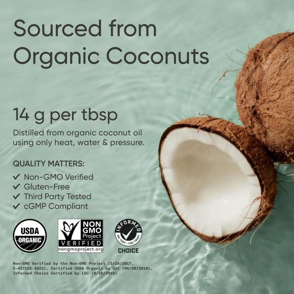 ⁦Sports Research Organic MCT Oil - Keto & Vegan MCTs C8, C10, C12 from Coconuts, 473ML⁩ - الصورة ⁦3⁩