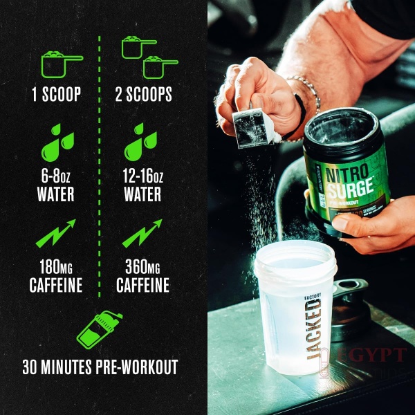 Jacked Factory NITROSURGE Pre Workout Supplement - Endless Energy, Instant Strength Gains, Clear Focus, Intense Pumps - Nitric Oxide Booster & Preworkout Energy Powder - 60 Servings, Cherry Limeade - Image 5