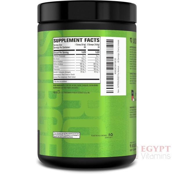 Jacked Factory NITROSURGE Pre Workout Supplement - Endless Energy, Instant Strength Gains, Clear Focus, Intense Pumps - Nitric Oxide Booster & Preworkout Energy Powder - 60 Servings, Cherry Limeade - Image 8