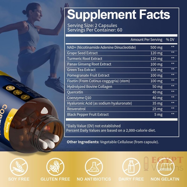 NAD Supplement for Women Men with nicotinamide riboside resveratrol,Quercetin, Betaine Boost NAD+ Levels NAD Plus Supplement for Anti Aging, Energy, Immune, Focus 120 Capsules - Image 2