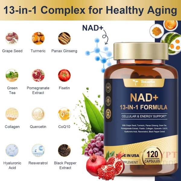 NAD Supplement for Women Men with nicotinamide riboside resveratrol,Quercetin, Betaine Boost NAD+ Levels NAD Plus Supplement for Anti Aging, Energy, Immune, Focus 120 Capsules - Image 5