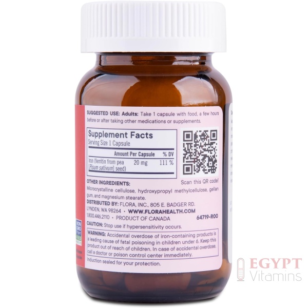Flora Ferritin+ Delayed-Release Iron Supplement – Blood Cell & Energy Support – 60 Capsules - Image 2