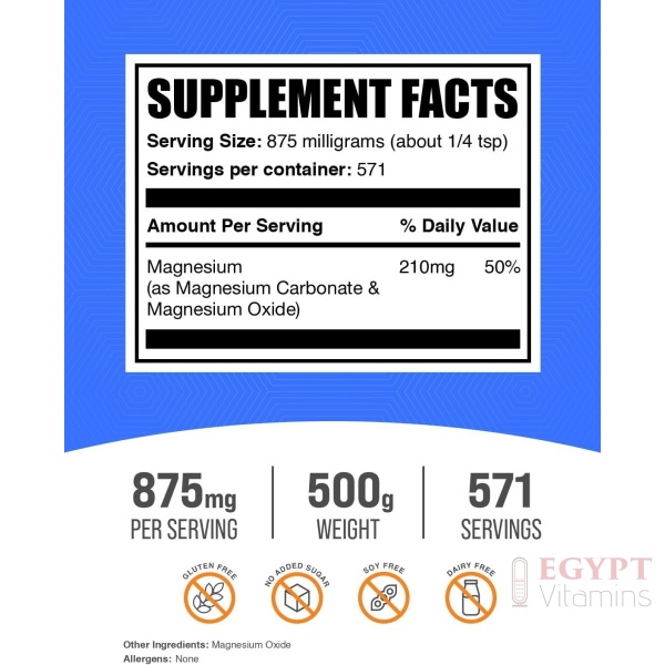 BulkSupplements.com Magnesium Carbonate Powder - Magnesium Carbonate Supplement, Magnesium Carbonate Food Grade - 875mg per Serving, 500g - Image 2