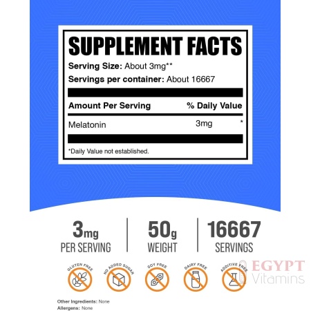 BulkSupplements Melatonin Powder 3 mg – 50g | High-Purity Sleep Support Supplement