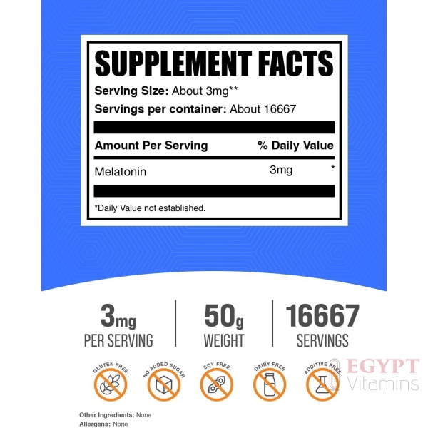 BulkSupplements Melatonin Powder 3 mg – 50g | High-Purity Sleep Support Supplement