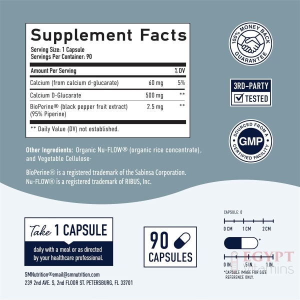 SMNutrition Calcium D-Glucarate | 500MG | 90 Capsules - Image 2
