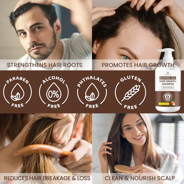 Batana Oil Hair Growth Shampoo: Natural Hair Loss Shampoo for Thinning Hair for Women and Men - Daily Hair Care at Home - 10.1 fl.oz - Image 2