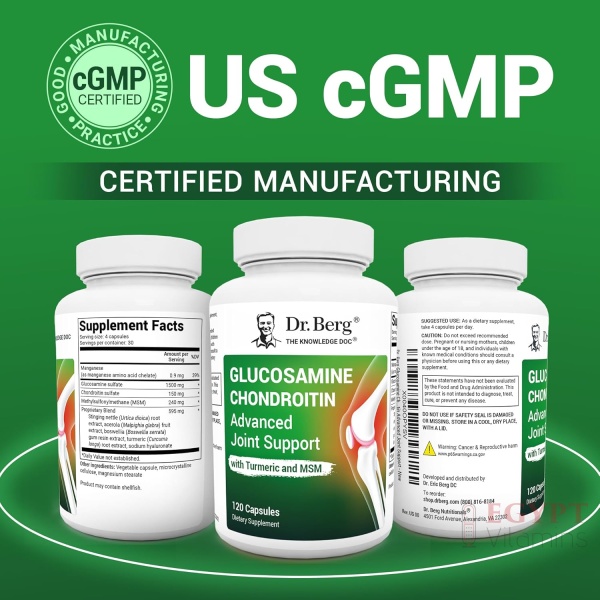 Dr. Berg Glucosamine Chondroitin MSM Turmeric & Boswellia - Advanced Joint Support Supplement with 1500 mg Glucosamine Sulfate - 120 Capsules - Image 3