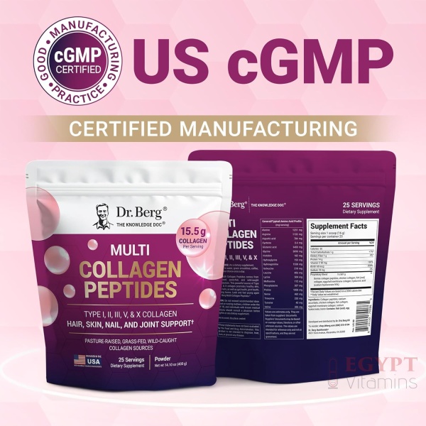 Dr. Berg Multi Collagen Peptides Powder Types I, II, III, V, X - Unflavored Collagen Powder w/ 14 g of Protein - Grass-Fed, Pasture-Raised & Wild-Caught Collagen Sources - 25 Servings - Image 4