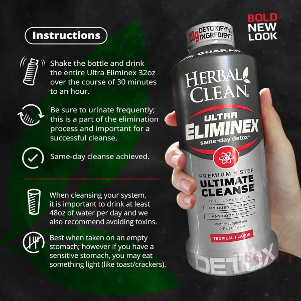 ⁦Herbal Clean - Ultra Eliminex, Premium 1 Step Ultimate Cleanse, Same-Day Detox, (Tropical Fruit, 948 ML)⁩ - الصورة ⁦5⁩