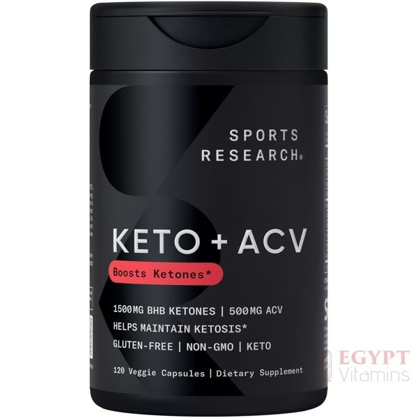 Sports Research® Keto Plus ACV Capsules - Diet Support with 500mg of Apple Cider Vinegar & 1500mg goBHB® Exogenous Ketones - 120 Capsules