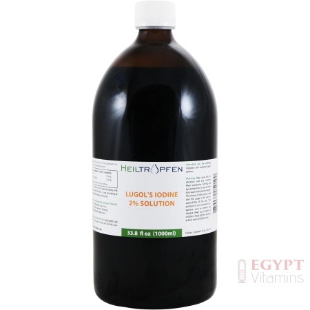 2% Lugols Iodine Solution | 33.8 Fl Oz - 1000 ml | Made with 2 Percent Iodine and 4% Potassium Iodide | Glass Bottle | Lugol's Solution | Heiltropfen®
