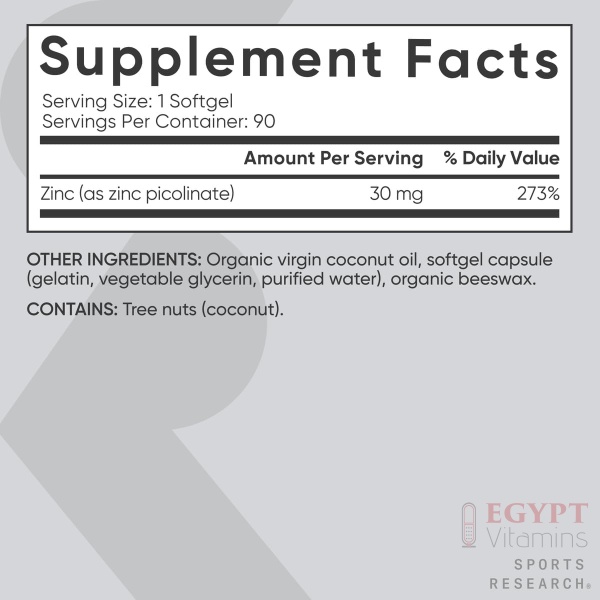 Sports Research High Potency Zinc Picolinate 30mg with Organic Coconut Oil | Highly Absorbable Zinc Supplement for Healthy Immune & Enzyme Function - (90 Liquid Softgels) - Image 2