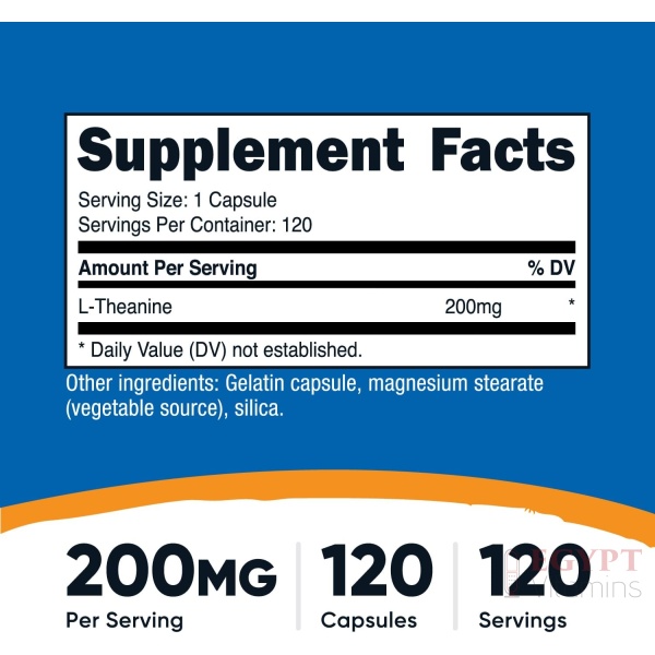 ⁦Nutricost L-Theanine 200mg, 120 Capsules⁩ - الصورة ⁦2⁩