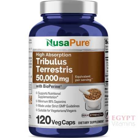 NusaPure Tribulus Terrestris 50:1 Extract, 1000 mg Equivalent to 50,000mg| 120 Capsules