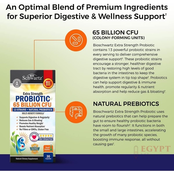 ⁦Schwartz Probiotic 65 Billion | 30 Capsules⁩ - الصورة ⁦5⁩