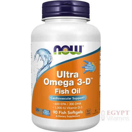 NOW Supplements, Ultra Omega 3-D™, Omega-3 Fish Oil + Vitamin D-3, Cardiovascular Support, 90 Softgels