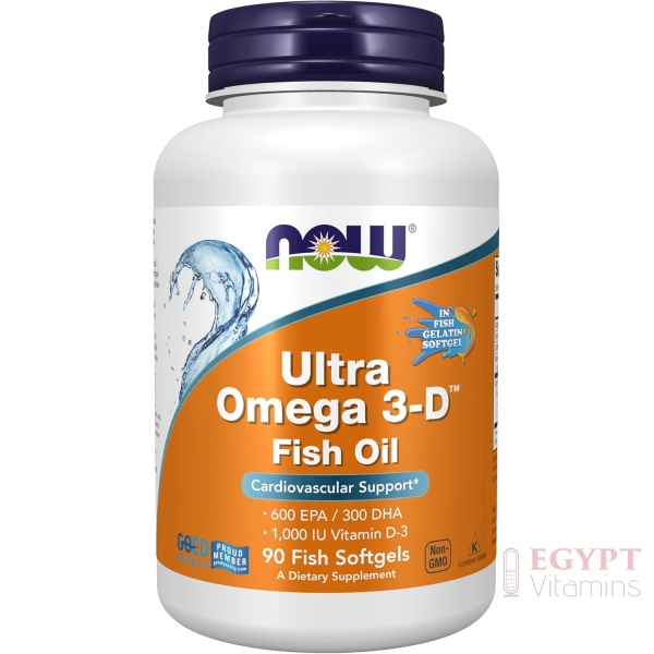 NOW Supplements, Ultra Omega 3-D™, Omega-3 Fish Oil + Vitamin D-3, Cardiovascular Support, 90 Softgels