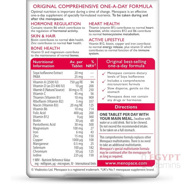 Menopace Original - No. 1 Menopause Supplement for Women. by Vitabiotics. 30-Day Vitamin Perimenopause formula , 30 Tablet - Image 2