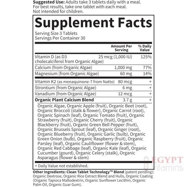 Garden of Life Calcium Supplement with Magnesium & Organic Vitamin D3 K2, Made from Whole Foods, 90 Count - Image 2