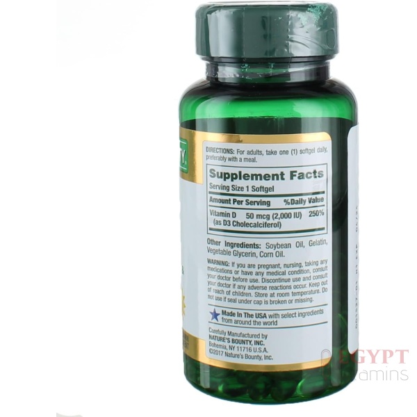 Nature's Bounty Vitamin D, Supports Immune Health & Bone Health, 2000IU Vitamin D3, 150 Softgels - Image 2