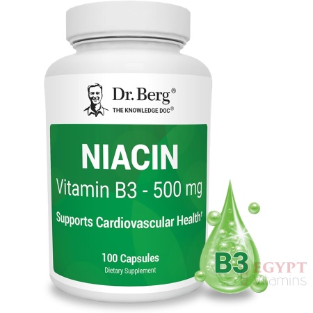 Dr. Berg Niacin 500mg with Flushing for Heart Health & Energy Support* - 100-Day Supply Vitamin B3 Niacin from Dr. Berg Recommended Nicotinic Acid - 100 Capsules