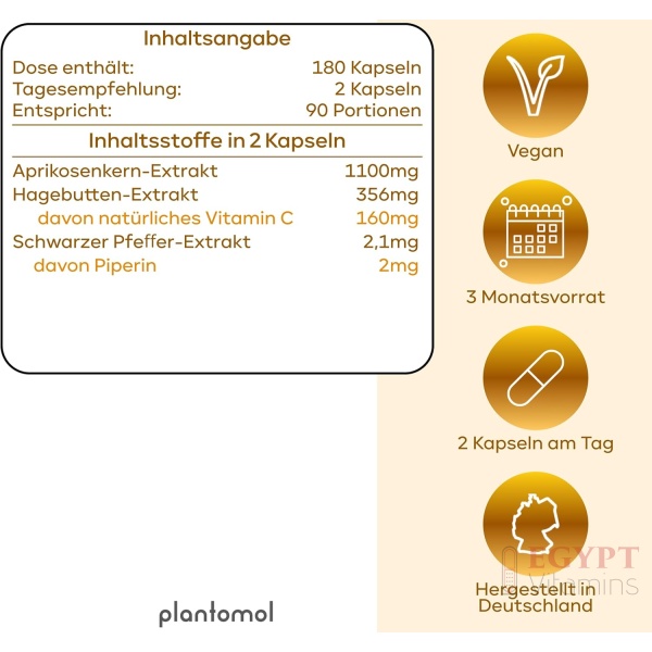 Plantomol apricot kernel B17 | 180 capsules - Image 2