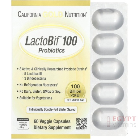 California Gold Nutrition| LactoBif® 100, 100 Billion CFU| 60 Veggie Capsules