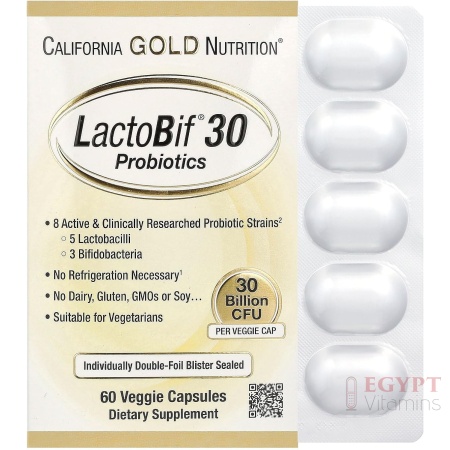 California Gold Nutrition| LactoBif® 30, 30 Billion CFU| 60 Veggie Capsules