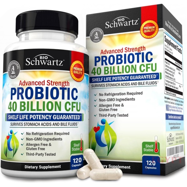 BioSchwartz Daily Probiotic Supplement with 40 Billion CFU |120 Capsules