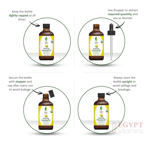SVA Evening Primrose Oil Organic - 4 Fl Oz – 100% Natural Cold Pressed Organic Evening Primrose Oil - Image 2