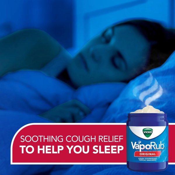 Vicks VapoRub, Original, Cough Suppressant, Topical Chest Rub & Analgesic Ointment, Medicated Vicks Vapors, Relief from Cough Due to Cold, Aches & Pains, 1.76oz - Image 6